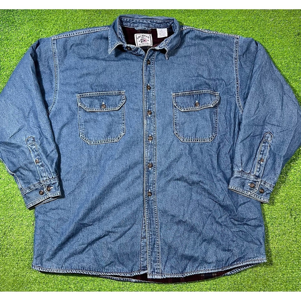 Vintage Chore Coat‎ XL Y2K 90s Soft Flannel & Denim Barn Coat Heavy Jacket EUC
